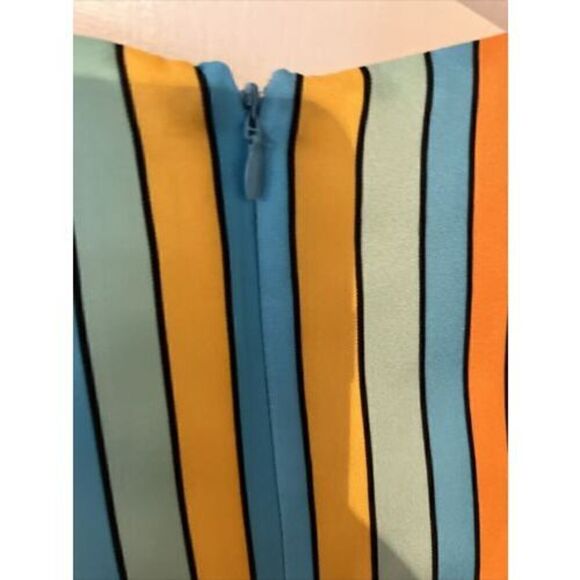 Julie Brown Blue Orange 100% Silk Dress Size 0 - Picture 11 of 11